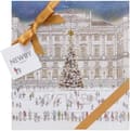 Newby London-adventskalender med te, en vinterlig skøjtescene, et guldfarvet bånd og et Newby-mærke
