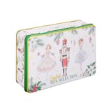 Schräge Ansicht der New English Teas Nutcracker Dose mit englischem Teesortiment