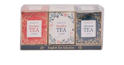 Coffret cadeau hivernal New English Teas avec trois boîtes de thé