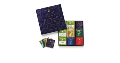 Coffret cadeau de thés festifs Palais des Thés avec de petites boîtes colorées et des sachets