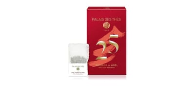 Boîte rouge de rooibos de Noël Palais des Thés N25 avec un sachet