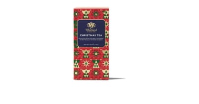 Boîte de sachets de thé Whittard Christmas Tea avec un motif rouge et vert