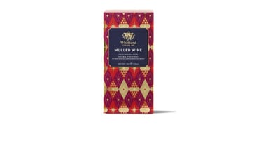 Boîte de sachets de thé Whittard Mulled Wine avec un motif rouge