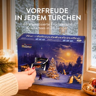 Main ouvrant une porte du Meßmer Tee-Adventskalender