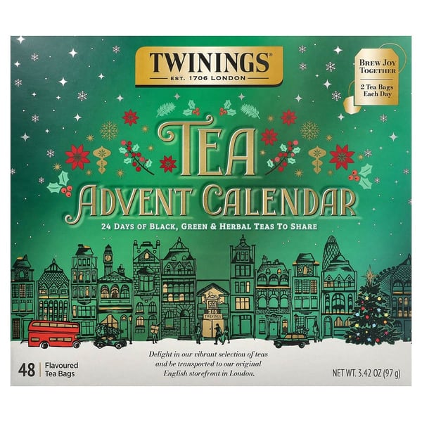 Vorderseite des grünen Twinings Brew Joy Together Tee-Adventskalenders 2026